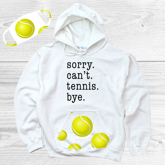 Sorry Cant Tennis Bye Pattern Pocket Hoodie Graphic Tee