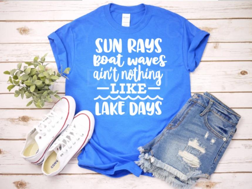Sun Rays Boat Waves Aint Nothing Like Lake Days Graphic Tee Graphic Tee