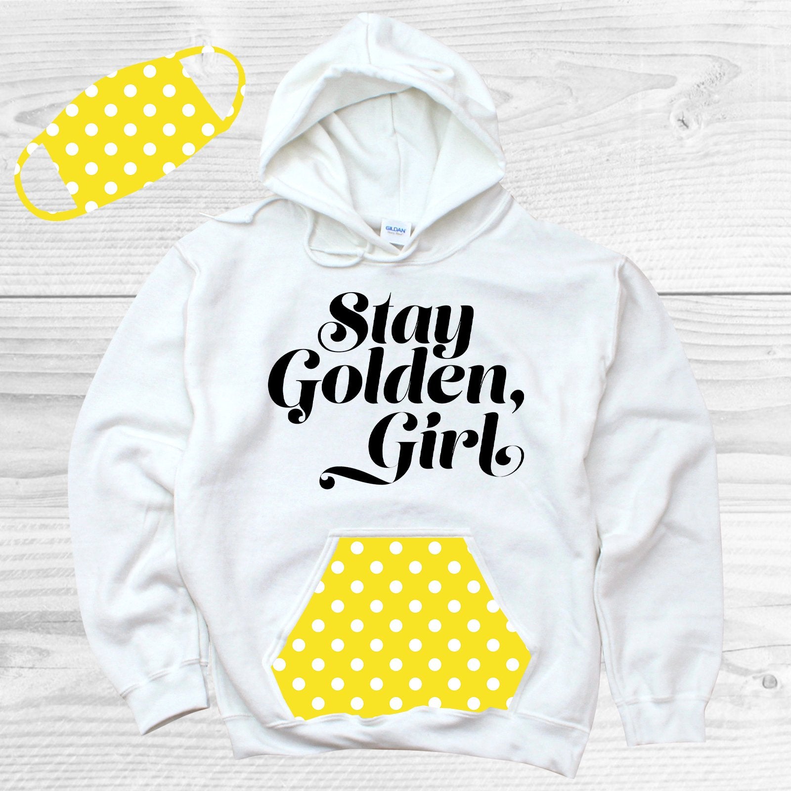 Stay Golden Girl Pattern Pocket Hoodie Graphic Tee