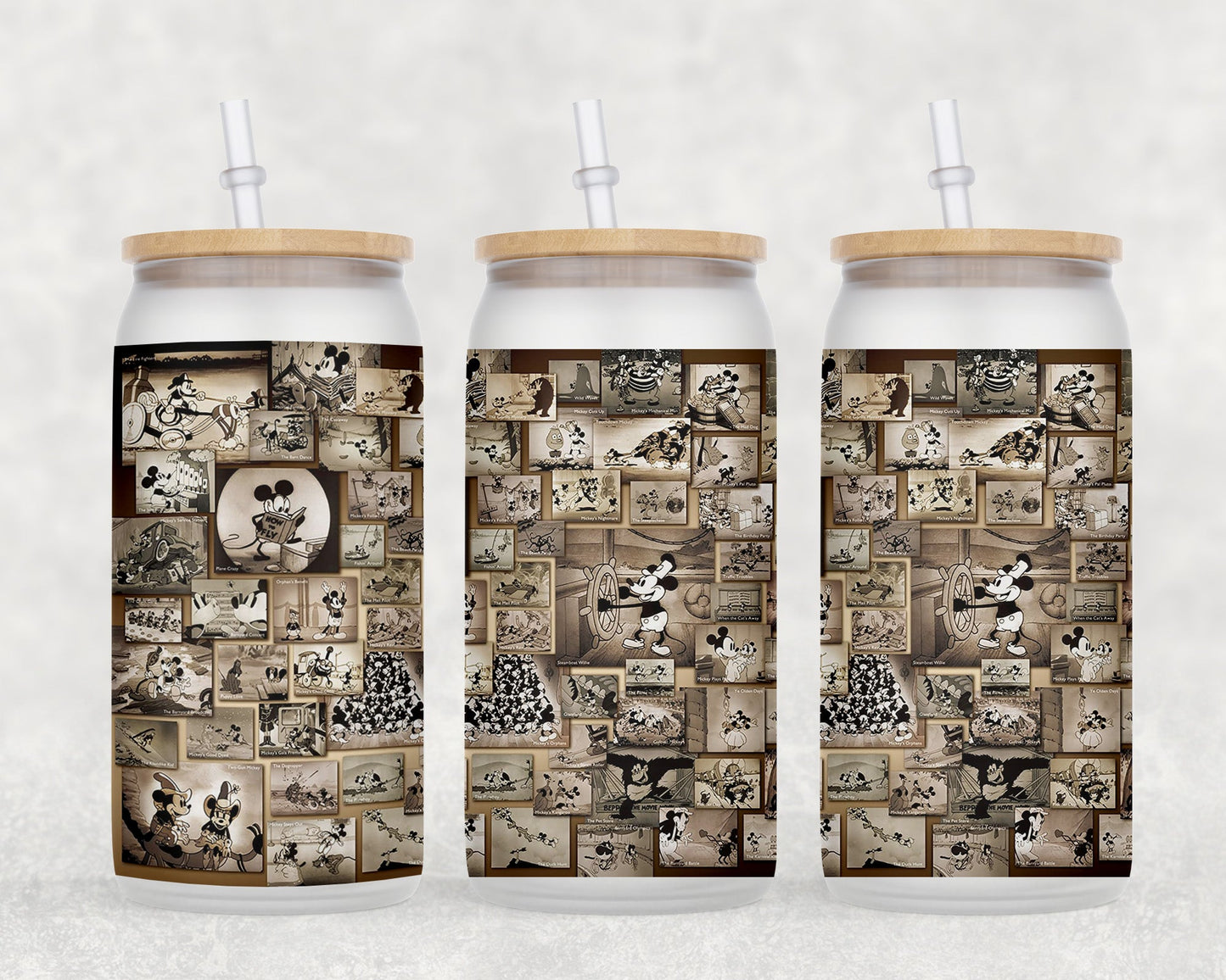 Steamboat Willie 16 Oz Glass Can Coffee Mug