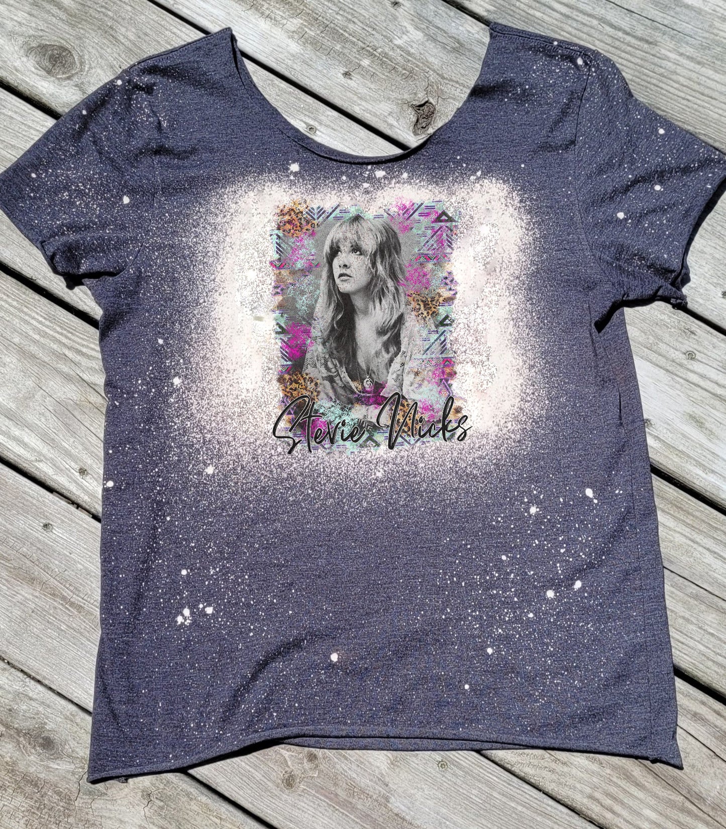 Stevie Nicks Bleached Off-Shoulder Graphic Tee Graphic Tee
