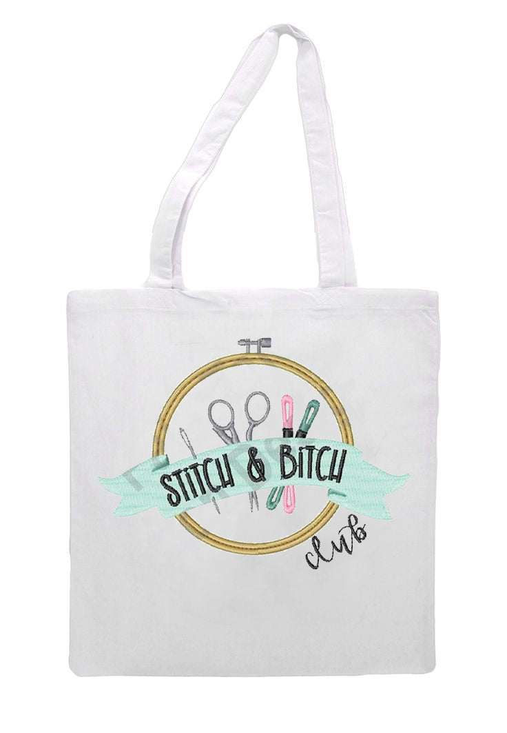 Stitch And Bitch Club Grocery Tote Bag