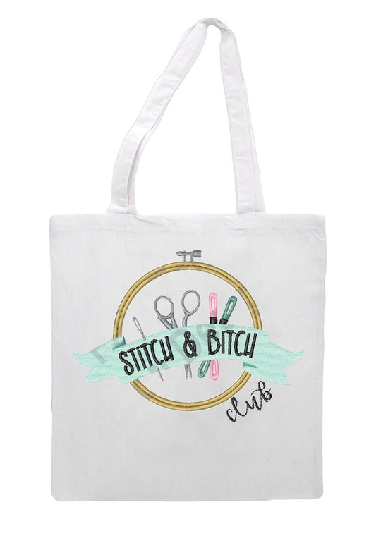 Stitch And Bitch Club Grocery Tote Bag