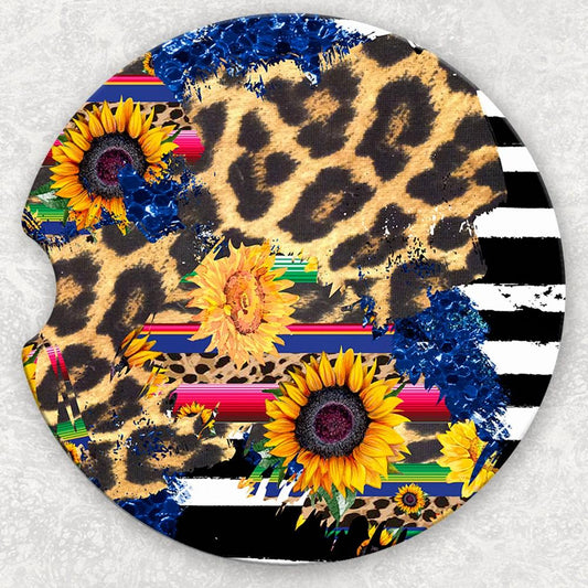 Car Coaster Set - Stripes And Sunflowers