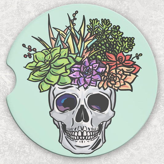 Car Coaster Set - Succulent Skull