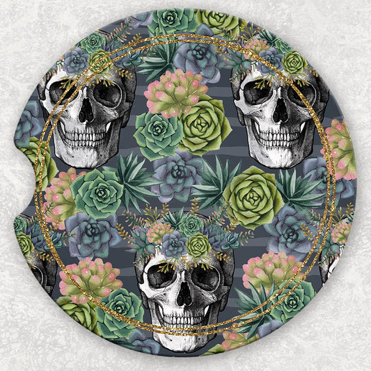 Car Coaster Set - Succulent Skull