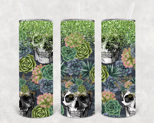 Succulent Skulls 20 Oz Skinny Tumbler