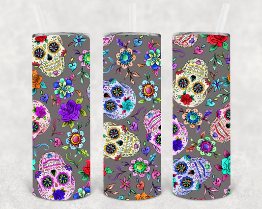 Sugar Skull 20 Oz Skinny Tumbler