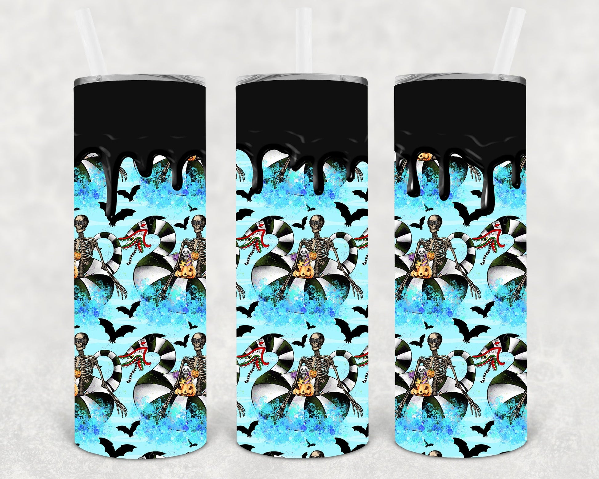 Summer Skeleton 20 Oz Skinny Tumbler