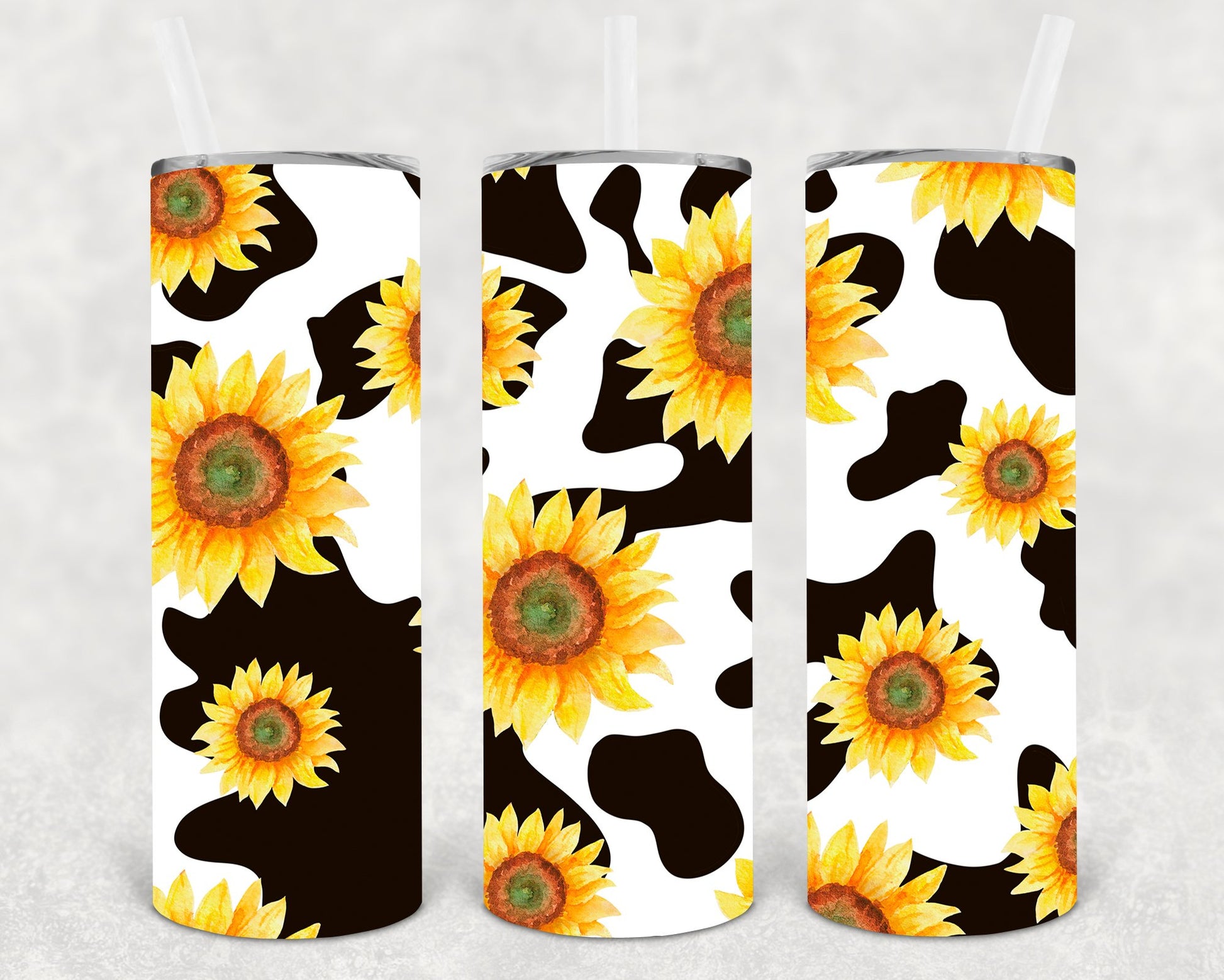 Sunflower Cow 20 Oz Skinny Tumbler