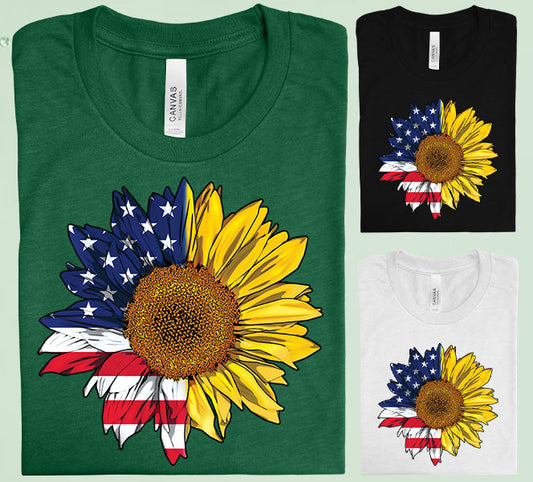 American Flag Sunflower Graphic Tee Graphic Tee