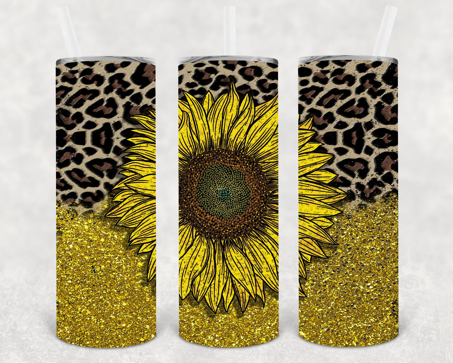 Sunflower Leopard 20 Oz Skinny Tumbler