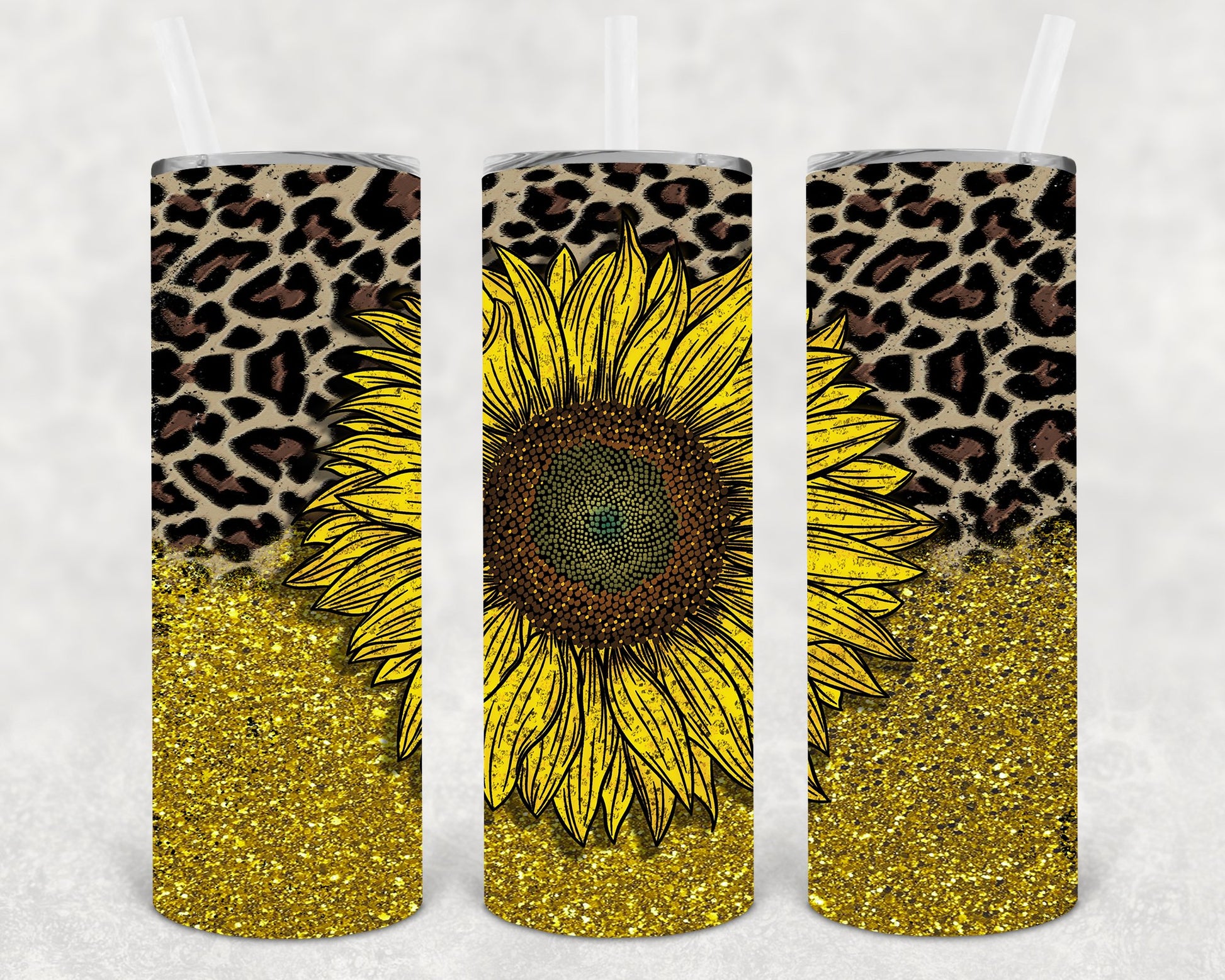 Sunflower Leopard 20 Oz Skinny Tumbler