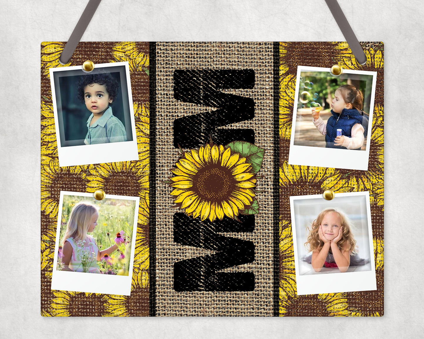 Sunflower Mom With Photos Wall Sign Hanging