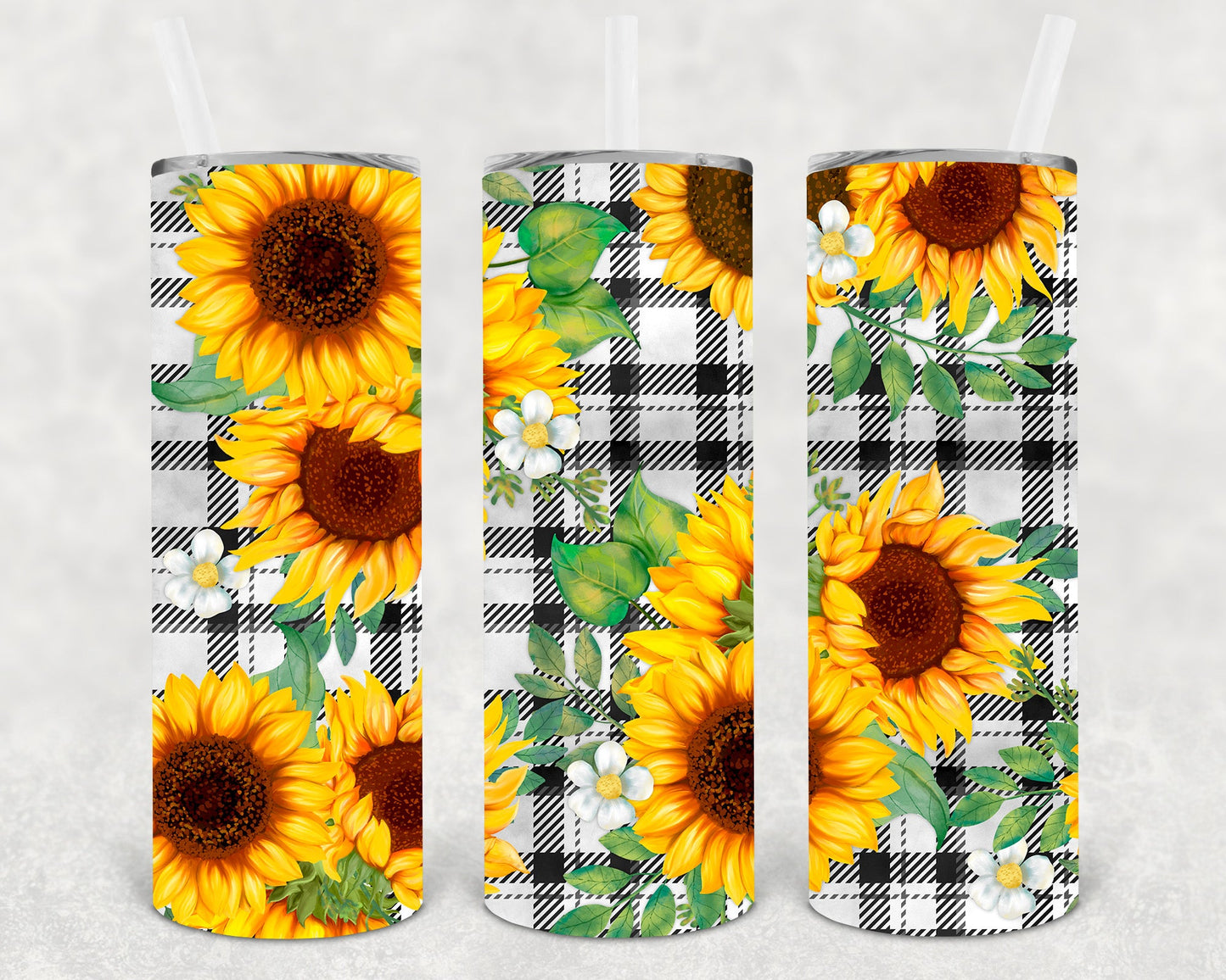 Sunflower Plaid 20 Oz Skinny Tumbler