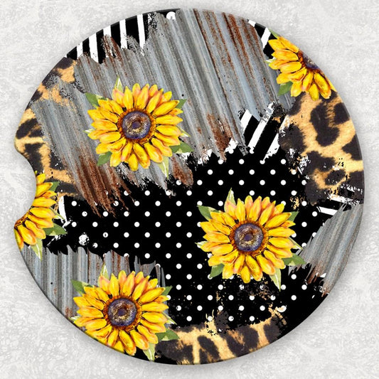 Car Coaster Set - Sunflowers Dots Leopard