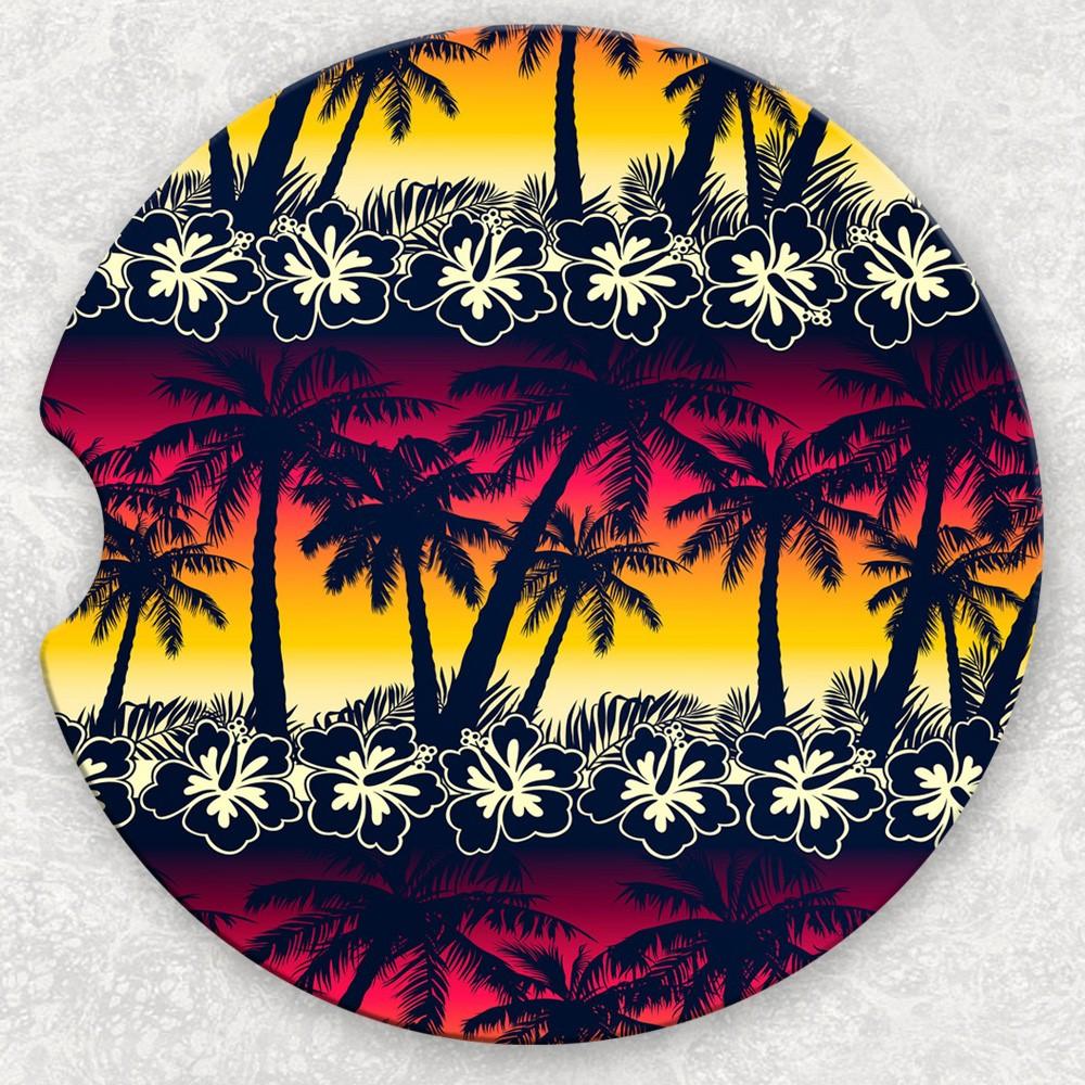 Car Coaster Set - Sunset Palm Trees