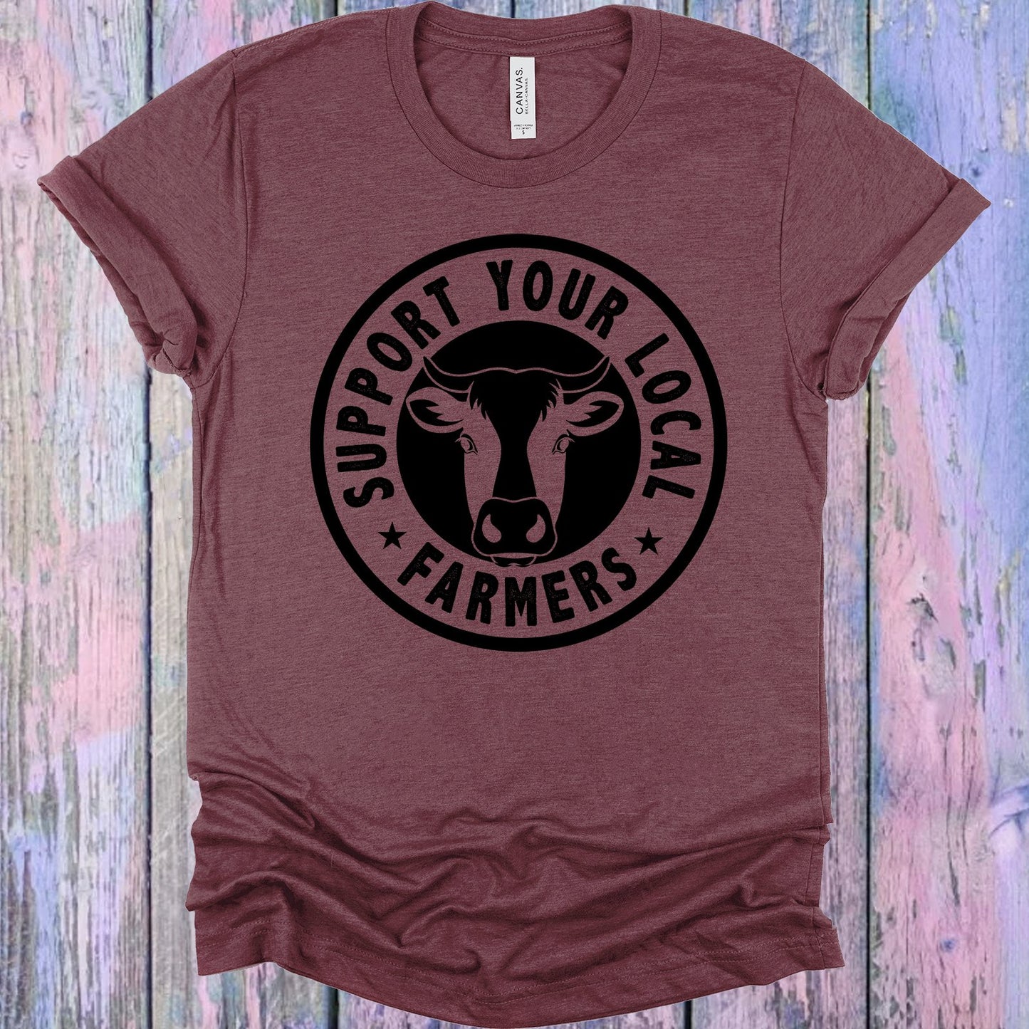 Support Your Local Farmers Cow Graphic Tee Graphic Tee