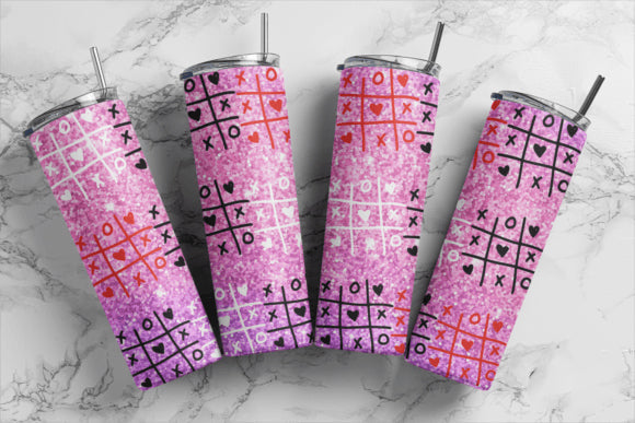 Valentine Tic Tac Toe 20 Oz Skinny Tumbler