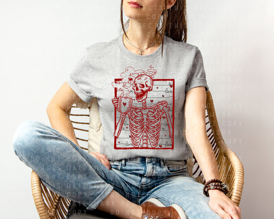 Love Coffee Skeleton Graphic Tee