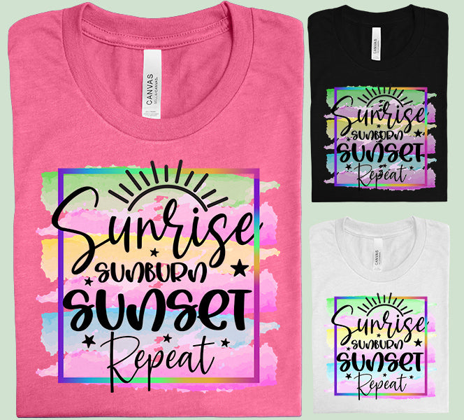 Sunrise Sunburn Sunset Repeat Graphic Tee