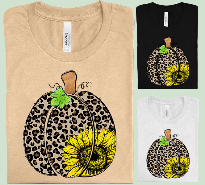 Leopard Sunflower Pumpkin Graphic Tee