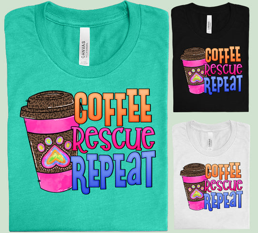 Coffee Rescue Repeat Graphic Tee