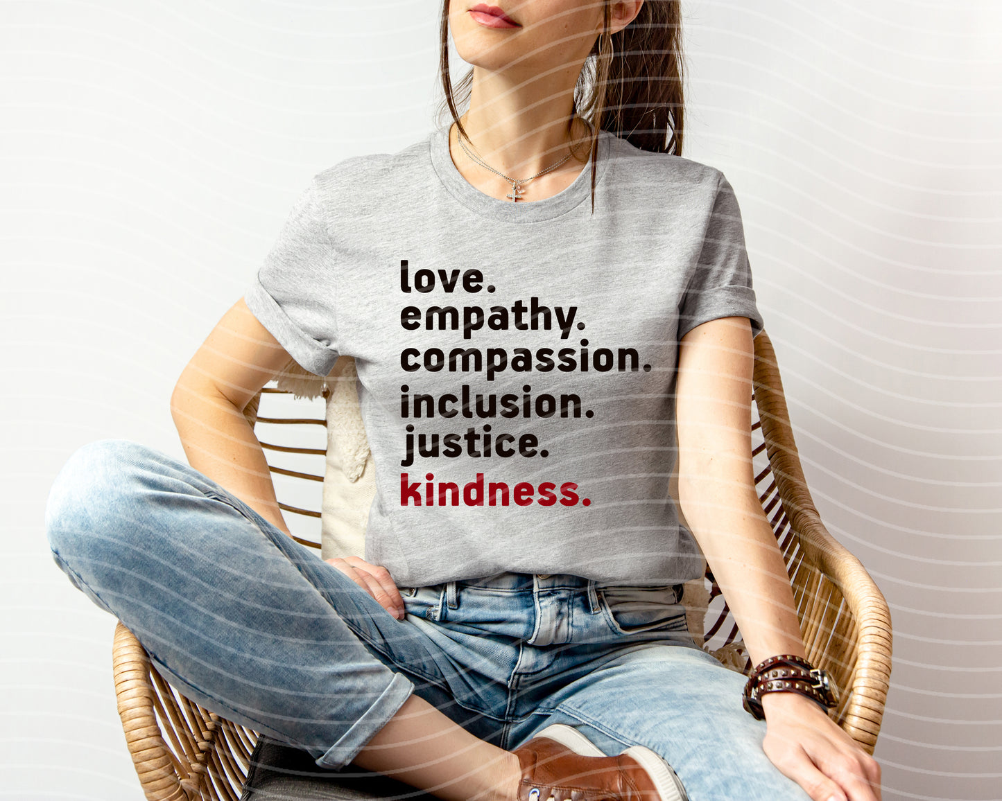 Love Empathy Compassion Inclusion Justice Kindness Graphic Tee