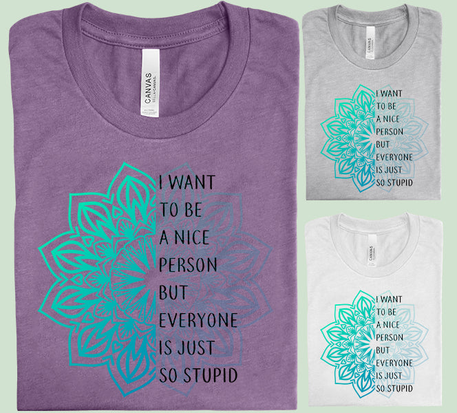 I Want to Be a Nice Person But Everyone is Just so Stupid Graphic Tee