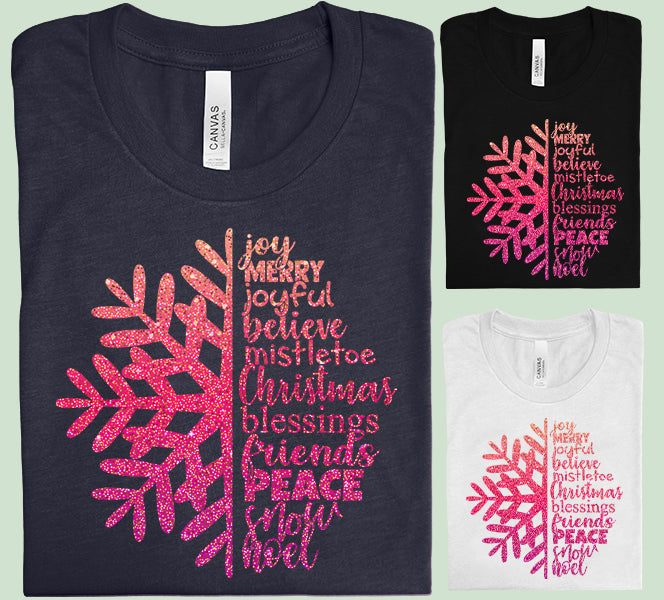 Snowflake Faux Glitter Graphic Tee