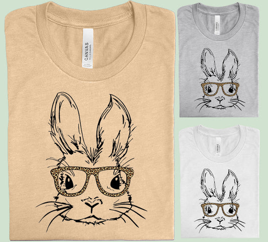 Bunny with Leopard Glasses Graphic Tee