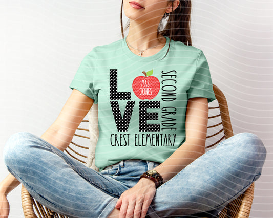 Teacher Love Apple Graphic Tee