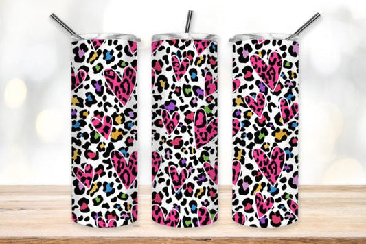Leopard Hearts 20 Oz Skinny Tumbler