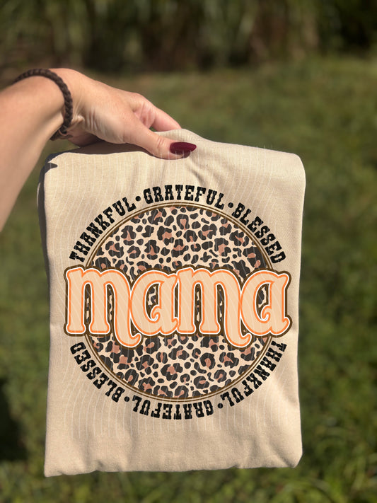 Thankful Grateful Blessed Mama Graphic Tee