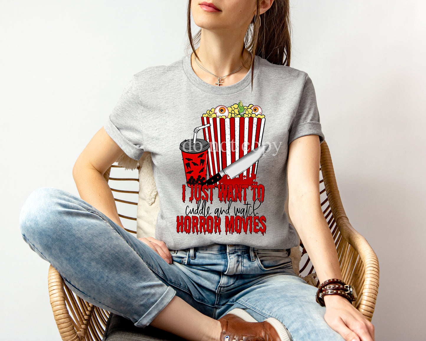 I Just Want to Cuddle and Watch Horror Movies Graphic Tee