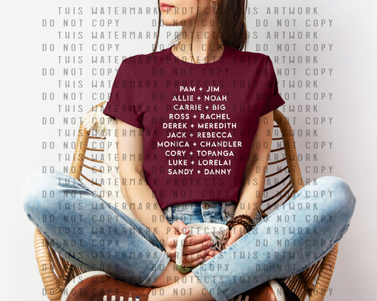 Love Matches Pam & Jim Ross & Rachel Luke & Lorelai Graphic Tee