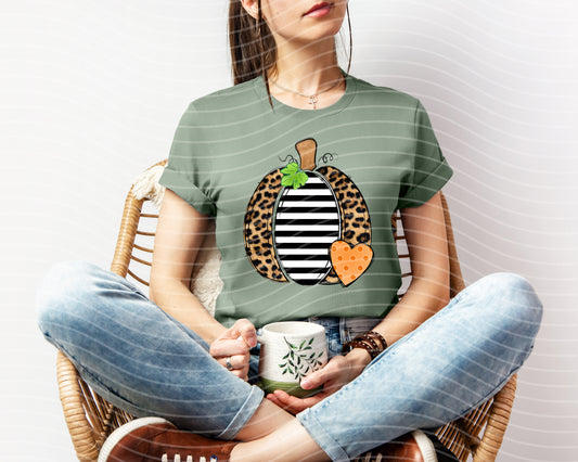 Leopard Stripes Pumpkin Graphic Tee