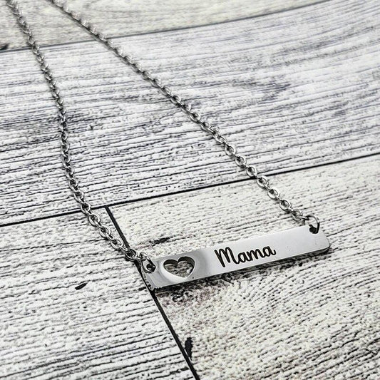 Custom Engraved Heart Bar Necklace