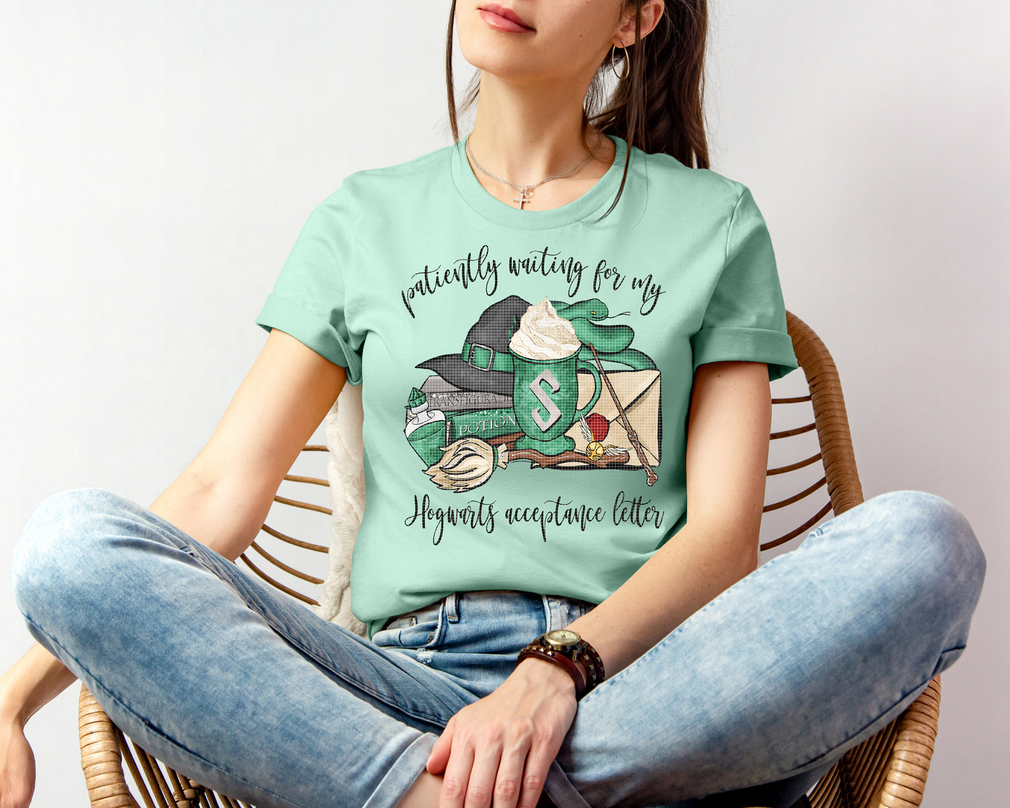 Patiently Waiting for My Hogwarts Acceptance Letter (Slytherin) Graphic Tee