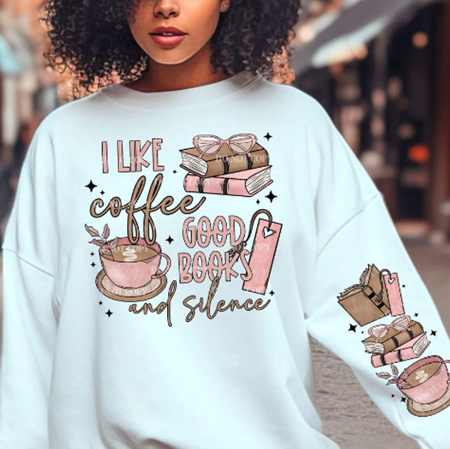 I Like Coffee, Good Books and Silence Graphic Tee