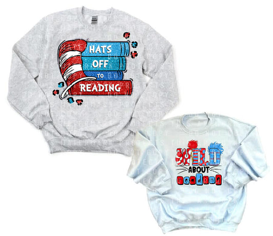 Hats Off to Reading / Wild About Reading Double Printed Graphic Sweatshirt