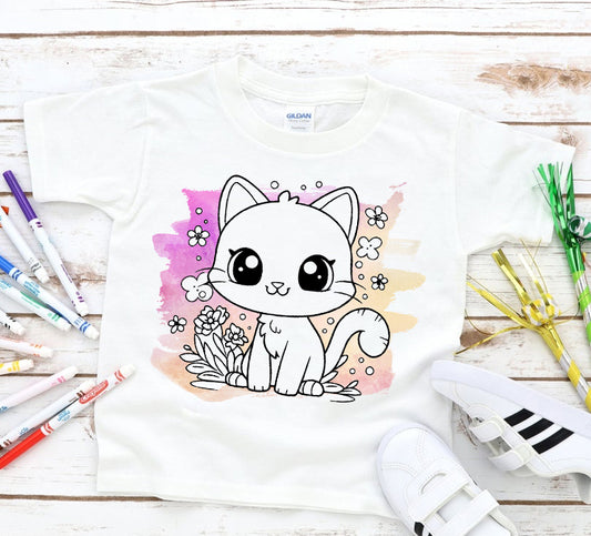Coloring Tee - Cat Graphic Tee