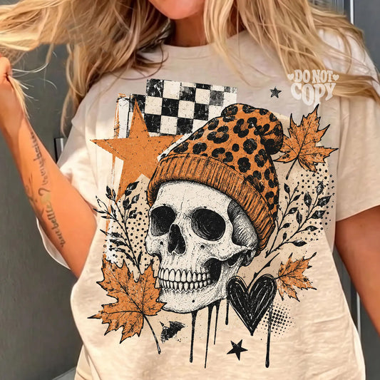 Fall Beanie Skelly Graphic Tee