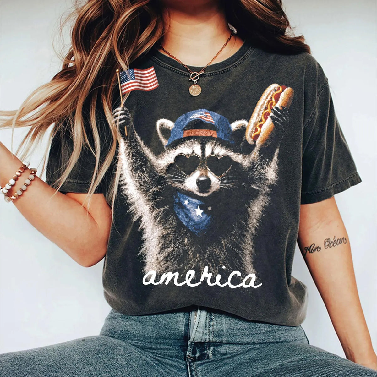 America Raccoon Graphic Tee