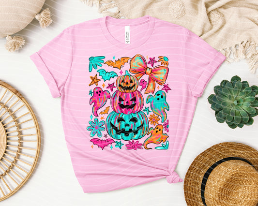 Bright Ghosts and Pumpkins Graphic Tee