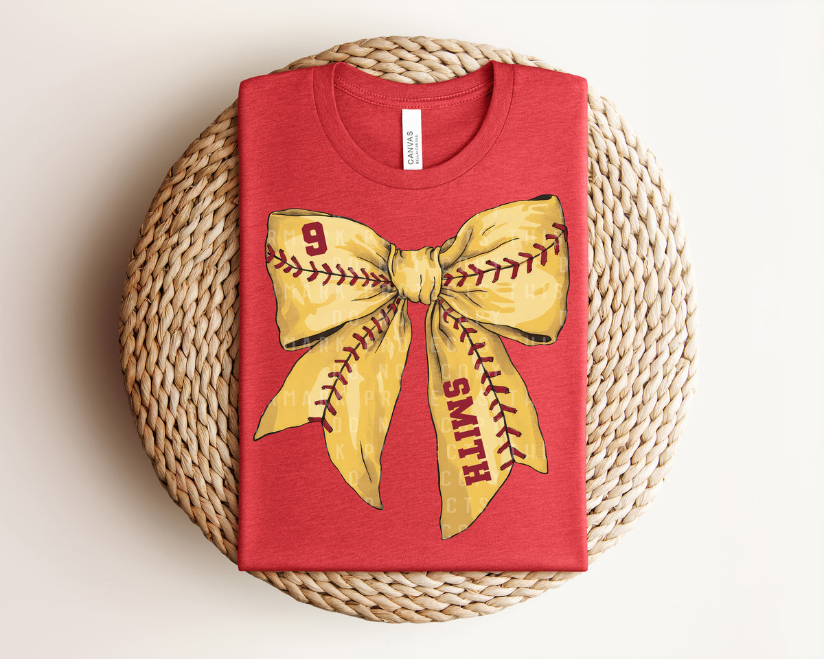 Softball Bow with Name/Number Graphic Tee