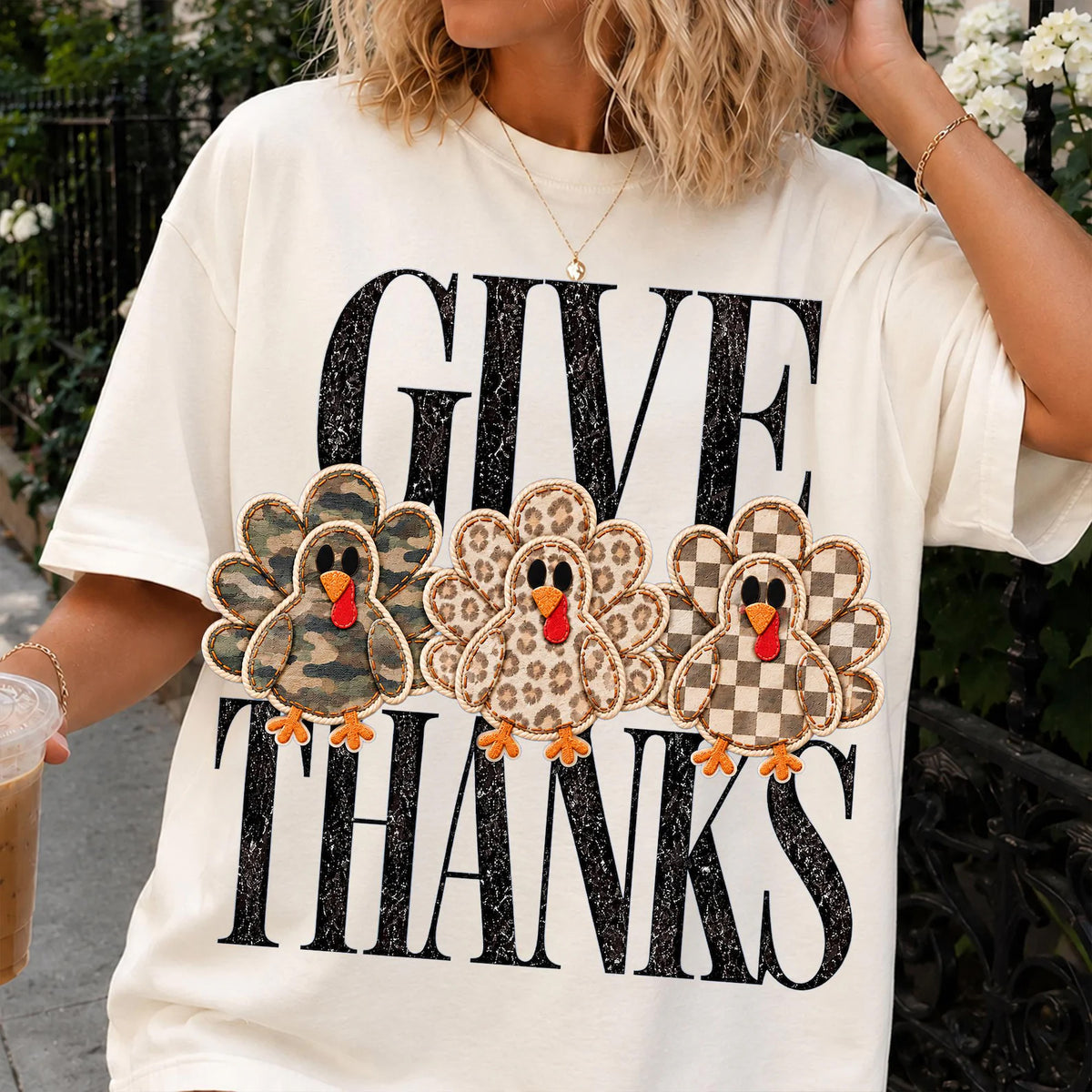Give Thanks Turkeys Graphic Tee