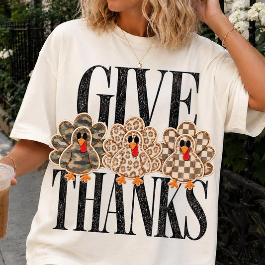 Give Thanks Turkeys Graphic Tee