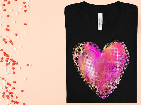 Bright Leopard Heart Graphic Tee Graphic Tee