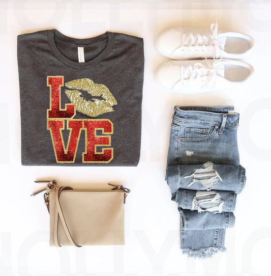 Love Faux Glitter Graphic Tee
